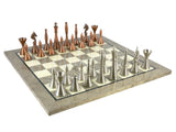 Chess Set - Solid Brass Art Deco Chessmen on Grey Briar Chess Board
