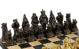 Chess Set  - Cats & Dogs Chess Pieces on Black/Birdseye Maple Chess Board