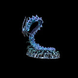 Blue dragon-shaped object on a black background