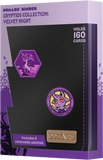 Domaru binder for cryptids collection with purple and black design, featuring removable patches.