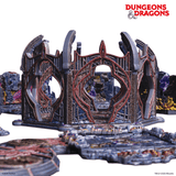 Dungeons & Dragons game set with intricate architecture and fantasy elements on a white background.