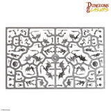 Dungeons & Lasers game mat with various game pieces arranged in a pattern.