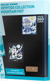 Card binder packaging for 'Cryptids Collection: Mountain Mist' with images of cryptids and text on a blue background.