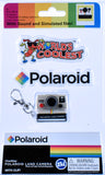 Polaroid camera charm with packaging featuring 'World's Coolest Polaroid' text.