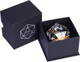 Metallic Dice Games: Hand Crafted 55mm Sharp Edge d20 - Orange Skull