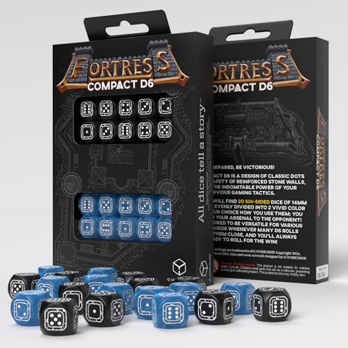 Fortress Compact D6 Dice Set: Black & Blue