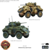 Two model Humber armoured cars, one Mk II and one Mk IV, on a white background with Panzerlla branding.