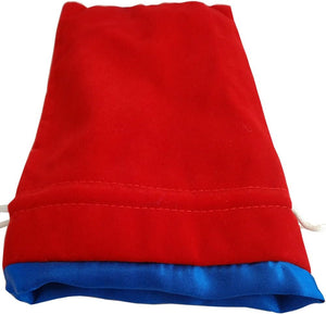 Velvet Dice Bag with Satin Liner 6"x8" - Red with Blue