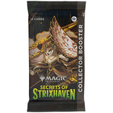 Collectible card game booster pack featuring a winged creature illustration with 'Secrets of Strixhaven' text.