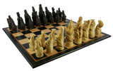Chess Set - 5.8" Royal Beasts Resin Chess Pieces on Black/Birdseye Maple Chess Board