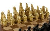 Chess Set - 5.8" Royal Beasts Resin Chess Pieces on Walnut/Maple Chess Board
