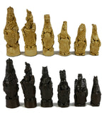 Chess Set - 5.8" Royal Beasts Resin Chess Pieces on Black/Birdseye Maple Chess Board