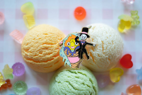 Studio Ghibli Calcifer and Turnip Head Ice Cream Enamel Pin
