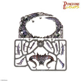 Decorative metal wall art with a wolf design and 'Dungeons & Lasers' branding on a white background.