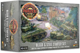 Box for 'Blood & Steel Starter Set' from Battling Panzer with tanks and battle scene on the cover.