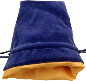 Velvet Dice Bag with Satin Liner 6"x8" - Blue with Gold