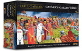 Board game box for 'Hail Caesar: Caesar's Gallic Wars' with soldiers in battle scene on cover.