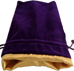 Velvet Dice Bag with Satin Liner 6"x8" - Purple with Gold