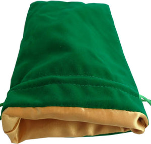 Velvet Dice Bag with Satin Liner 6"x8" - Green with Gold