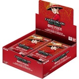 Red packaging of 'One Piece' card game with character illustration on a white background