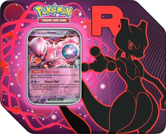 Pokémon trading card game card with Mewtwo EX on a purple and red background