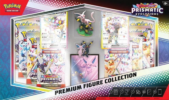 Pokémon trading card game box with figures and cards on a colorful background