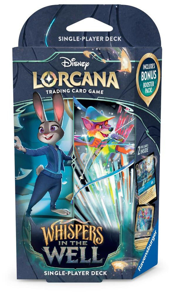 Disney Lorcana trading card game single-player deck packaging with characters and text.