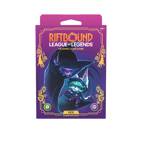 Riftbound League of Legends trading card game pack with character illustration on purple background