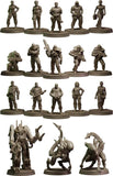 Collection of miniature figures on a white background