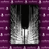 Black and white image of a library with Soulmuppet Publishing logo in the background