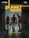 Cover of 'Planet of the Apes' role-playing game sourcebook with characters in a tunnel.