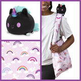 TeeTurtle Plushie Tote Bag: Rainbow Pride Black Unicorn