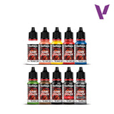 Set of Vallejo Game Color paint bottles on a white background