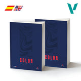 Two blue books with 'COLOR' text on a white background, featuring flags and a logo.