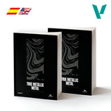 Black book with 'True Metallic Metal' text on a white background