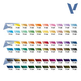 Color swatch chart with various color samples and a brand logo at the top right corner.