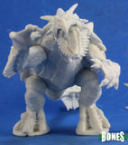 White fantasy creature figurine on a blue background with 'BONES' branding.