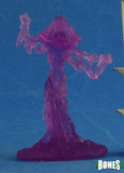 Pink translucent figurine on a blue background