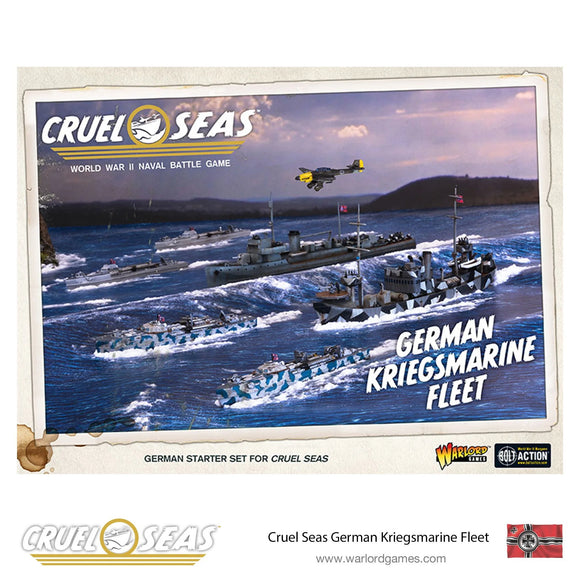 Cruel Seas game box featuring German Kriegsmarine Fleet on a naval battle scene.