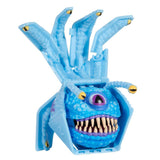 Blue toy creature with multiple arms on a white background