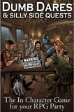 Cover of 'Dumb Dares & Silly Side Quests' for an RPG party with characters around a table.