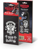 Stranger Things 'Demo Slayer' door hanger packaging with red and black design.