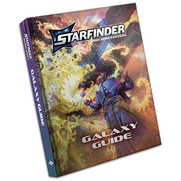 Starfinder Galaxy Guide book cover with a space-themed illustration on a white background