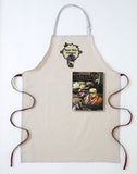 Beige apron with a cookbook on a white background