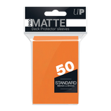 Pack of Pro Matte deck protector sleeves with orange packaging and white text.