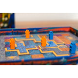 Board game with colorful pieces on a board