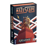 Board game box for 'Mazescape Ariadne' with a character illustration on a white background
