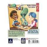 Board game packaging with characters and text on a white background