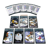 Mazescape game components including cards and map sheets on a white background