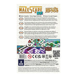 Back cover of a board game packaging with text and graphics